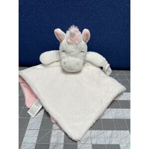 Carters Lovey Unicorn Security Blanket Pacifier Holder Lovie‎ White Pink Baby